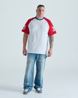 Varsity Raglan Tee - Red, Blue & White