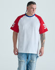 Varsity Raglan Tee - Red, Blue & White