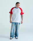 Varsity Raglan Tee - Red, Blue & White