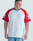 Varsity Raglan Tee - Red, Blue & White