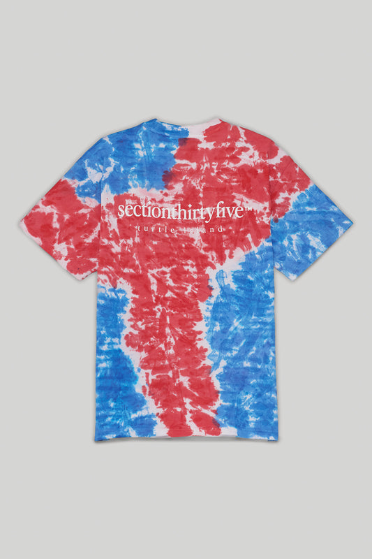 Tie Dye Wordmark Tee - Blue Red