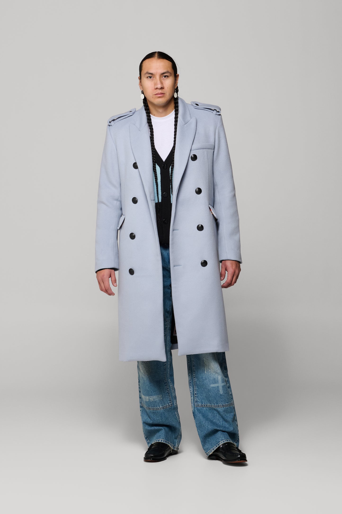 JJL Headman Wool Trench - Powder Blue