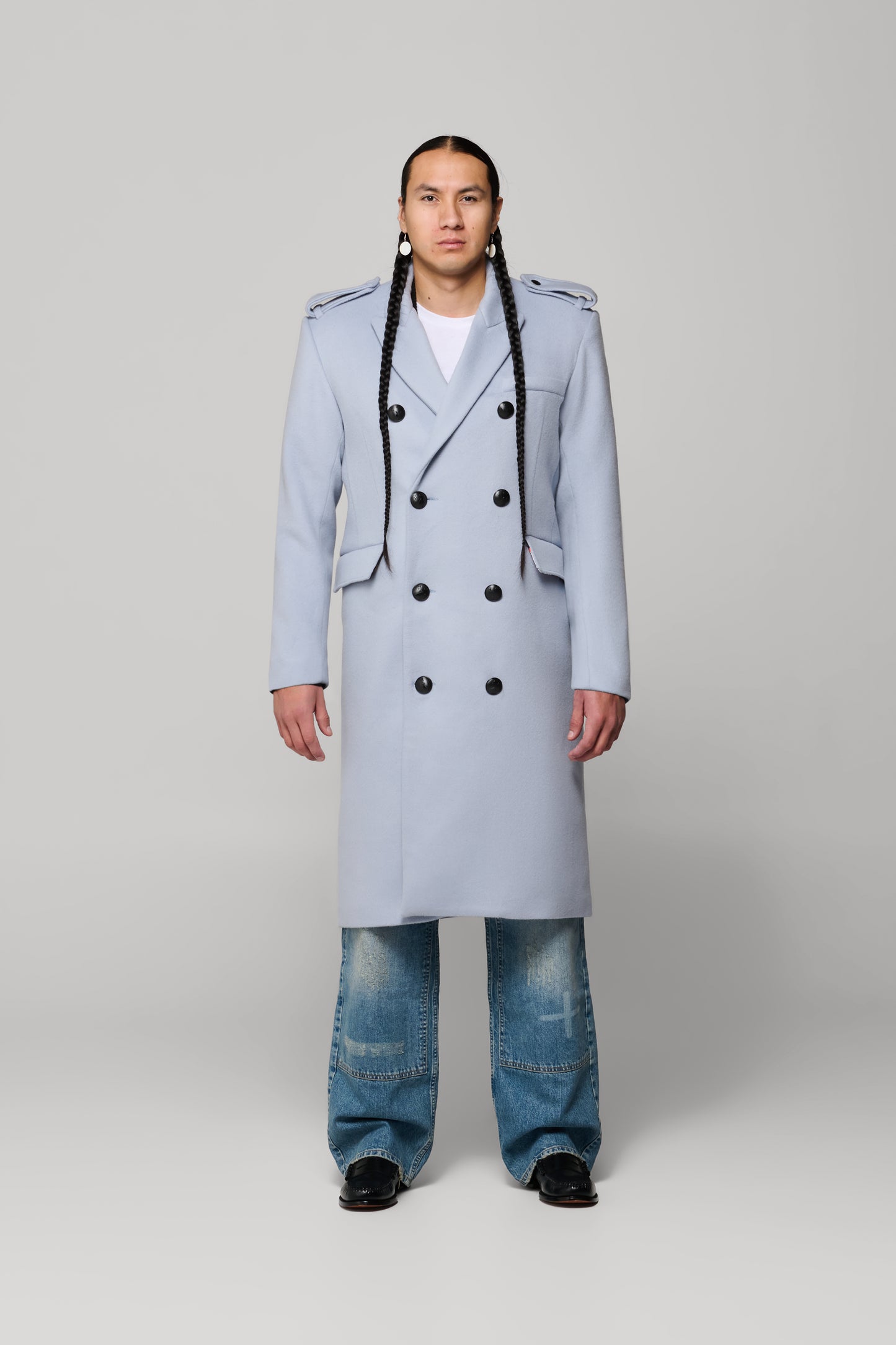 JJL Headman Wool Trench - Powder Blue