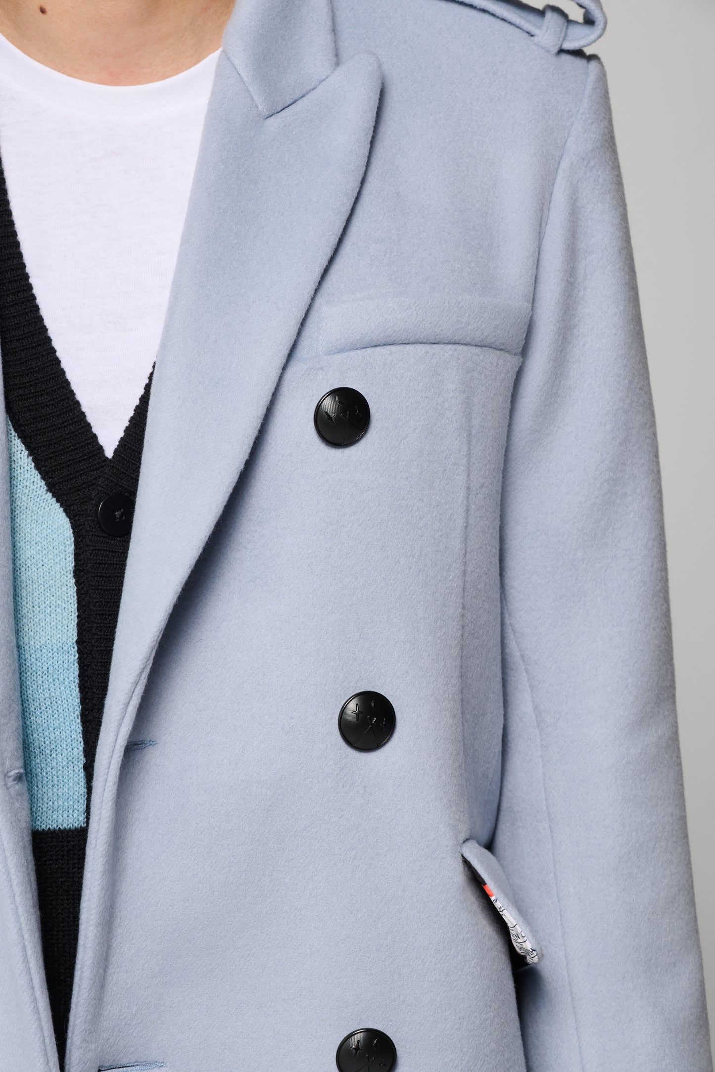 JJL Headman Wool Trench - Powder Blue