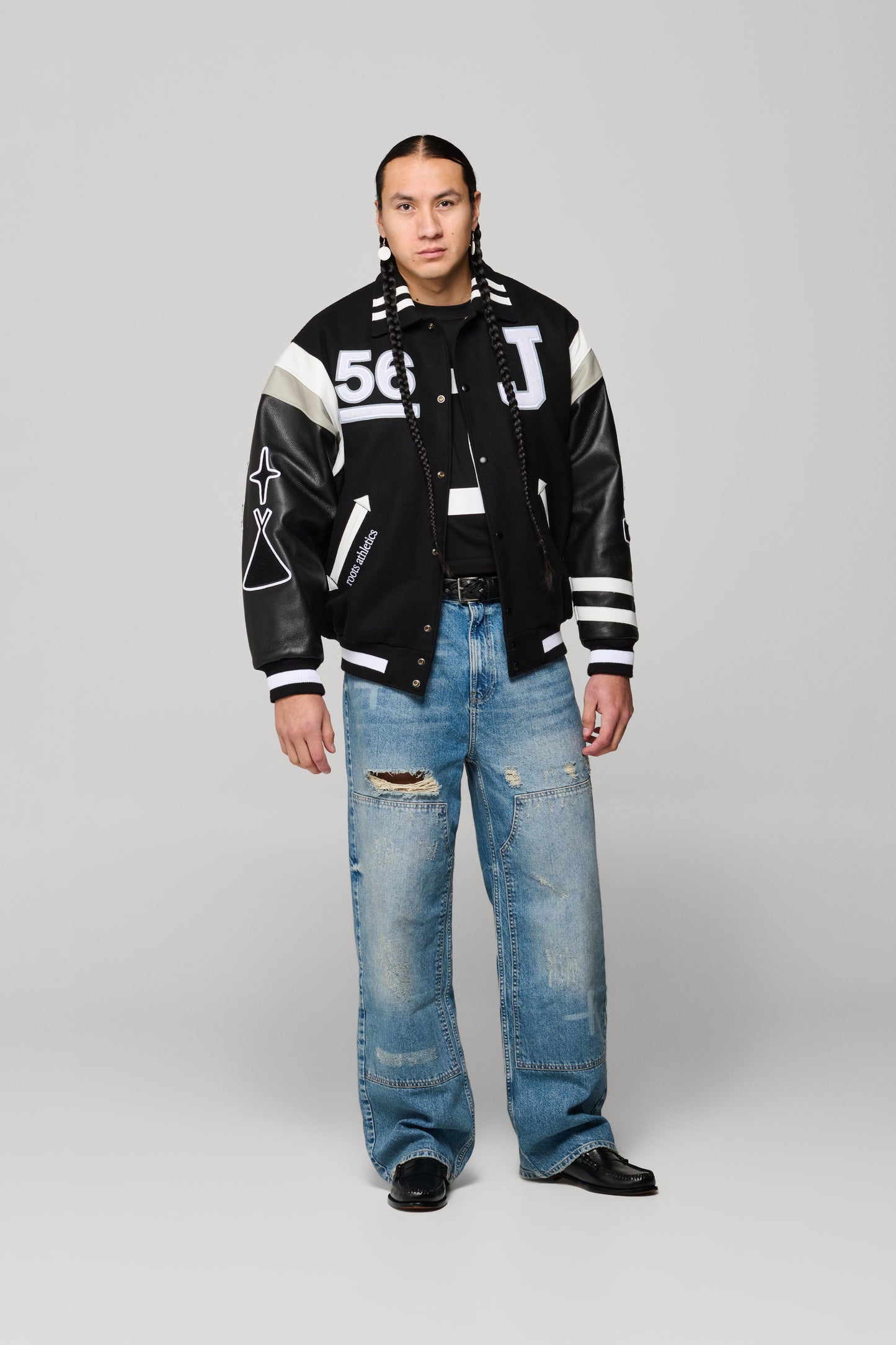JJL x Roots Mistatim Letterman Jacket - Black