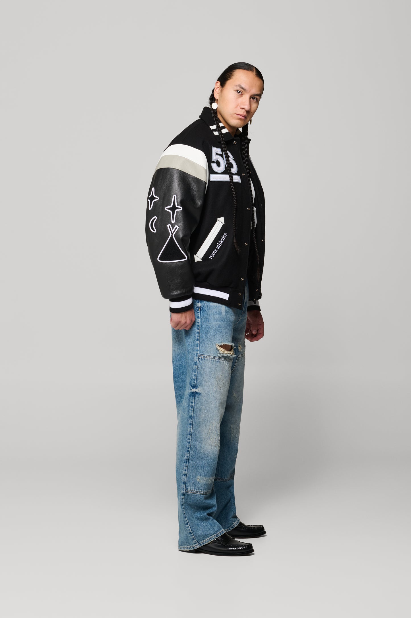 JJL x Roots Mistatim Letterman Jacket - Black