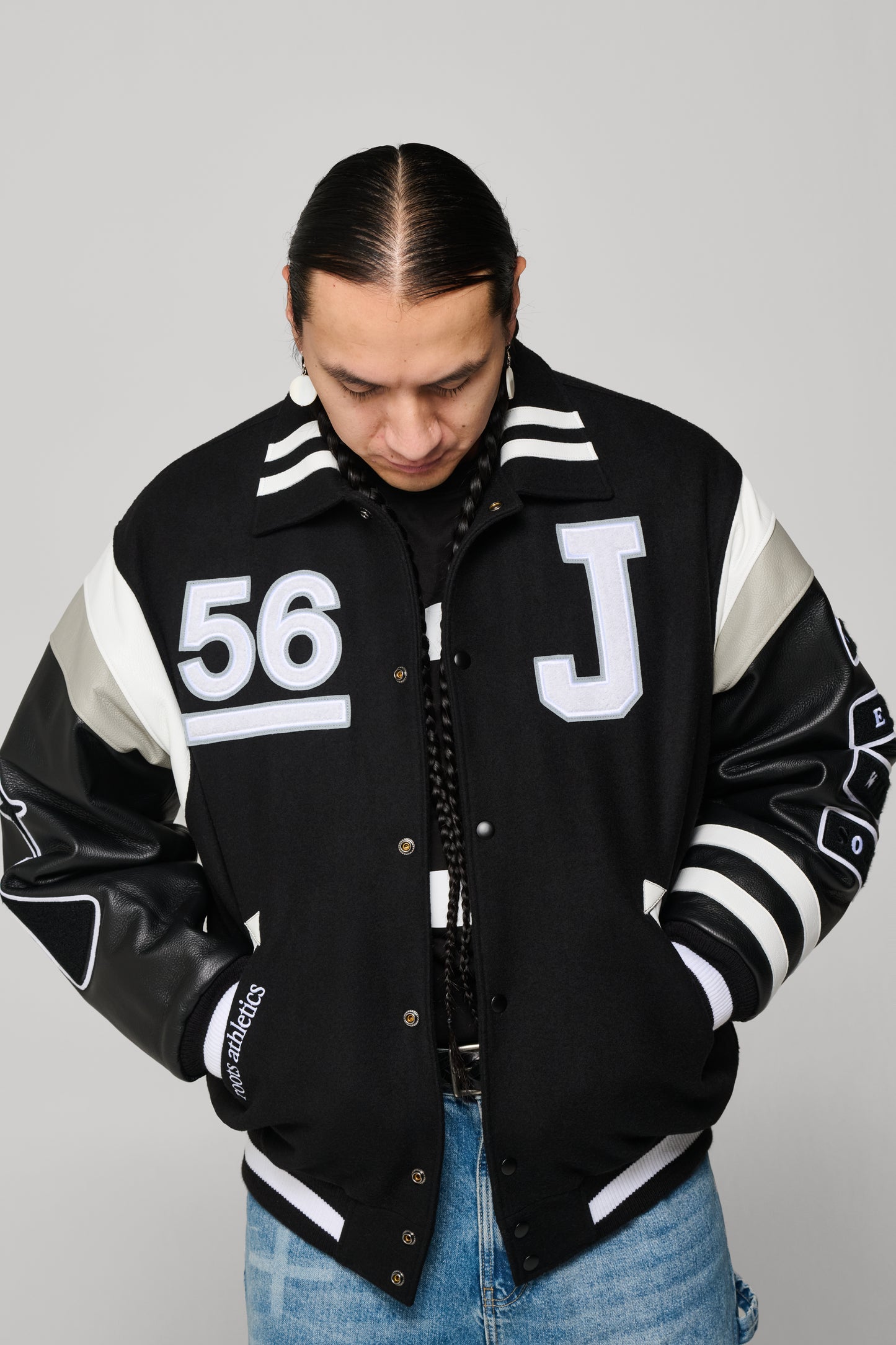 JJL x Roots Mistatim Letterman Jacket - Black