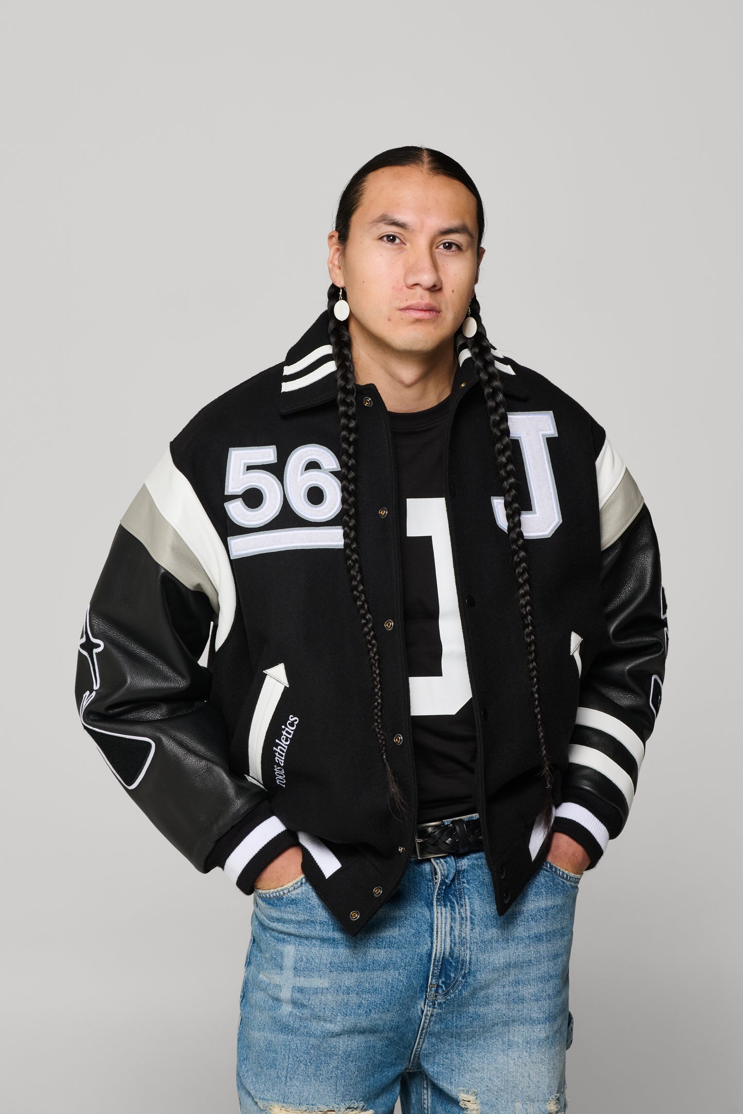 JJL x Roots Mistatim Letterman Jacket - Black