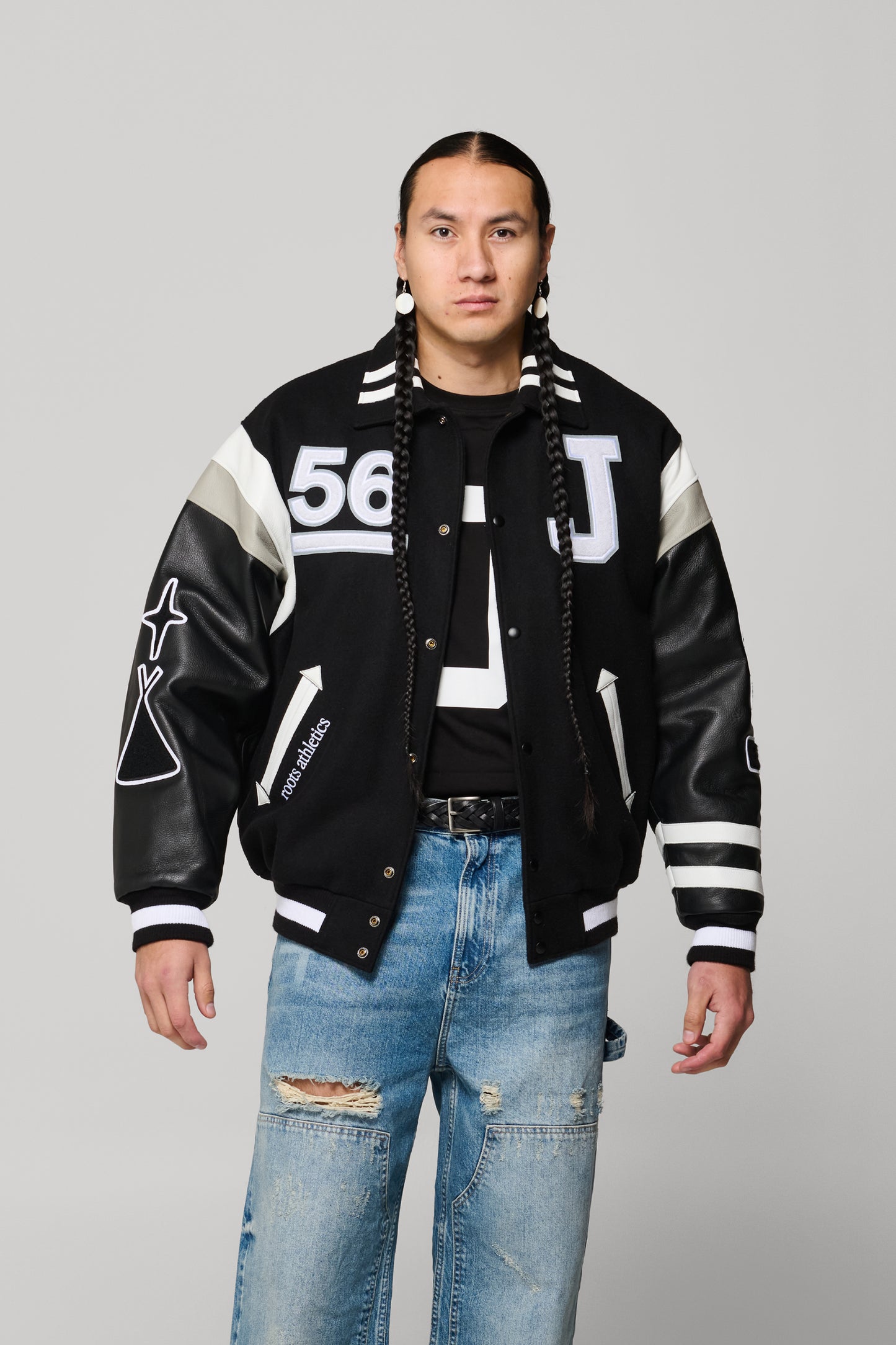 JJL x Roots Mistatim Letterman Jacket - Black