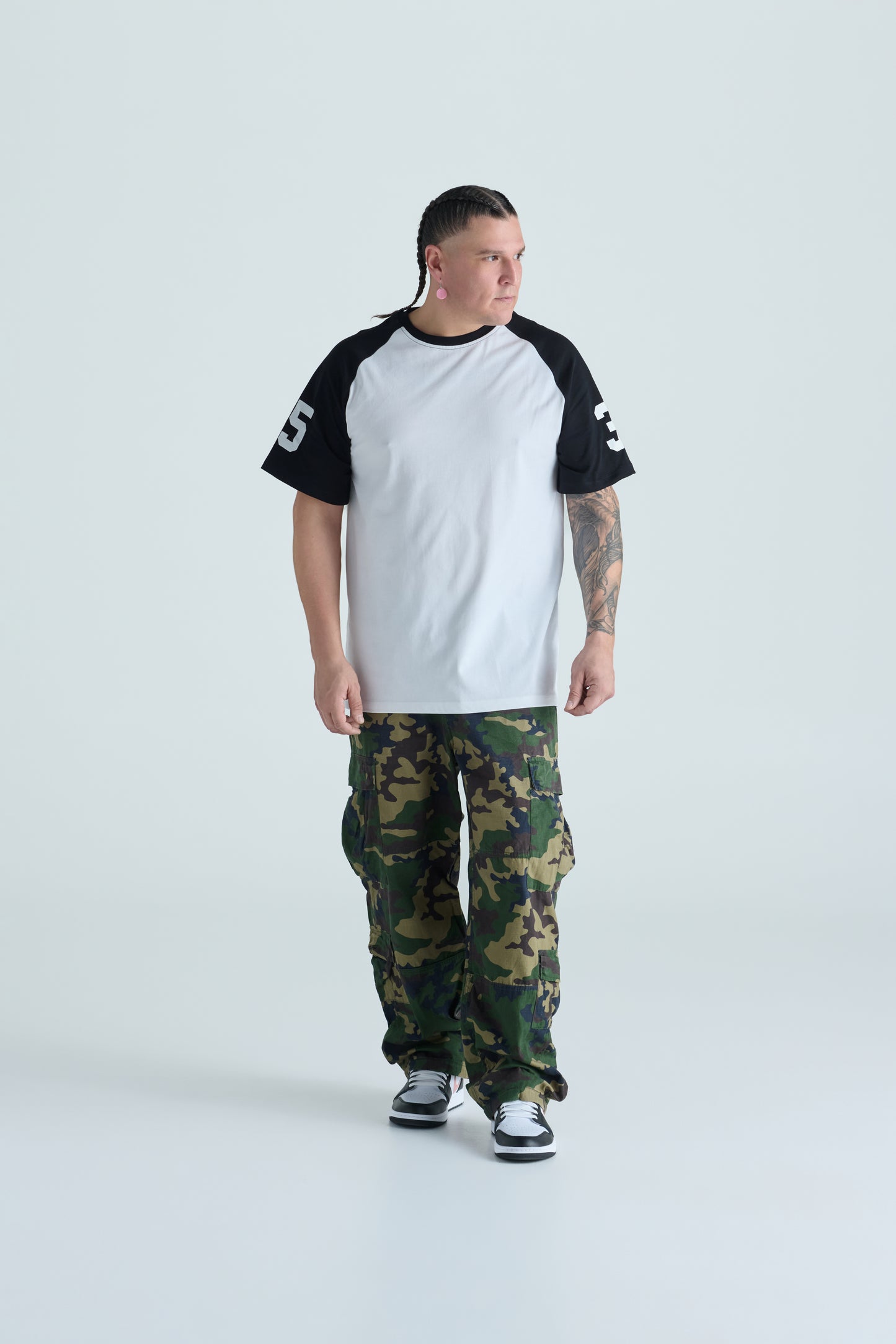 Varsity Raglan Tee - Black & White