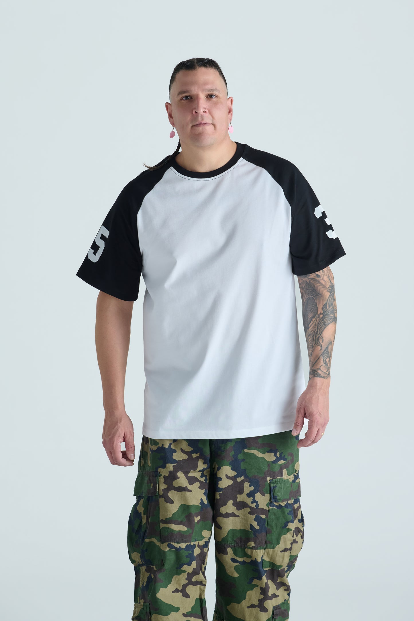 Varsity Raglan Tee - Black & White