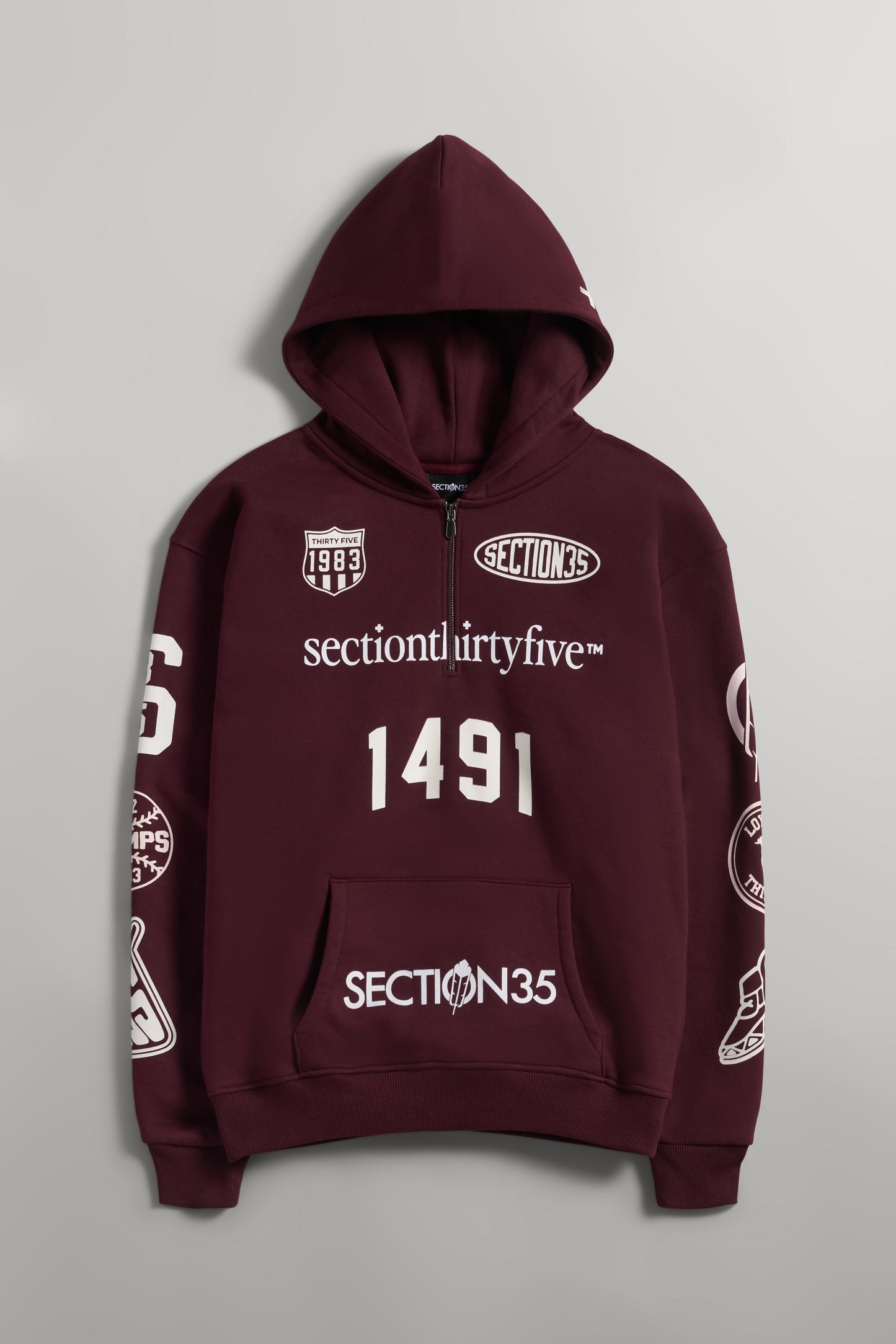 Por Vida Half Zip - Burgundy