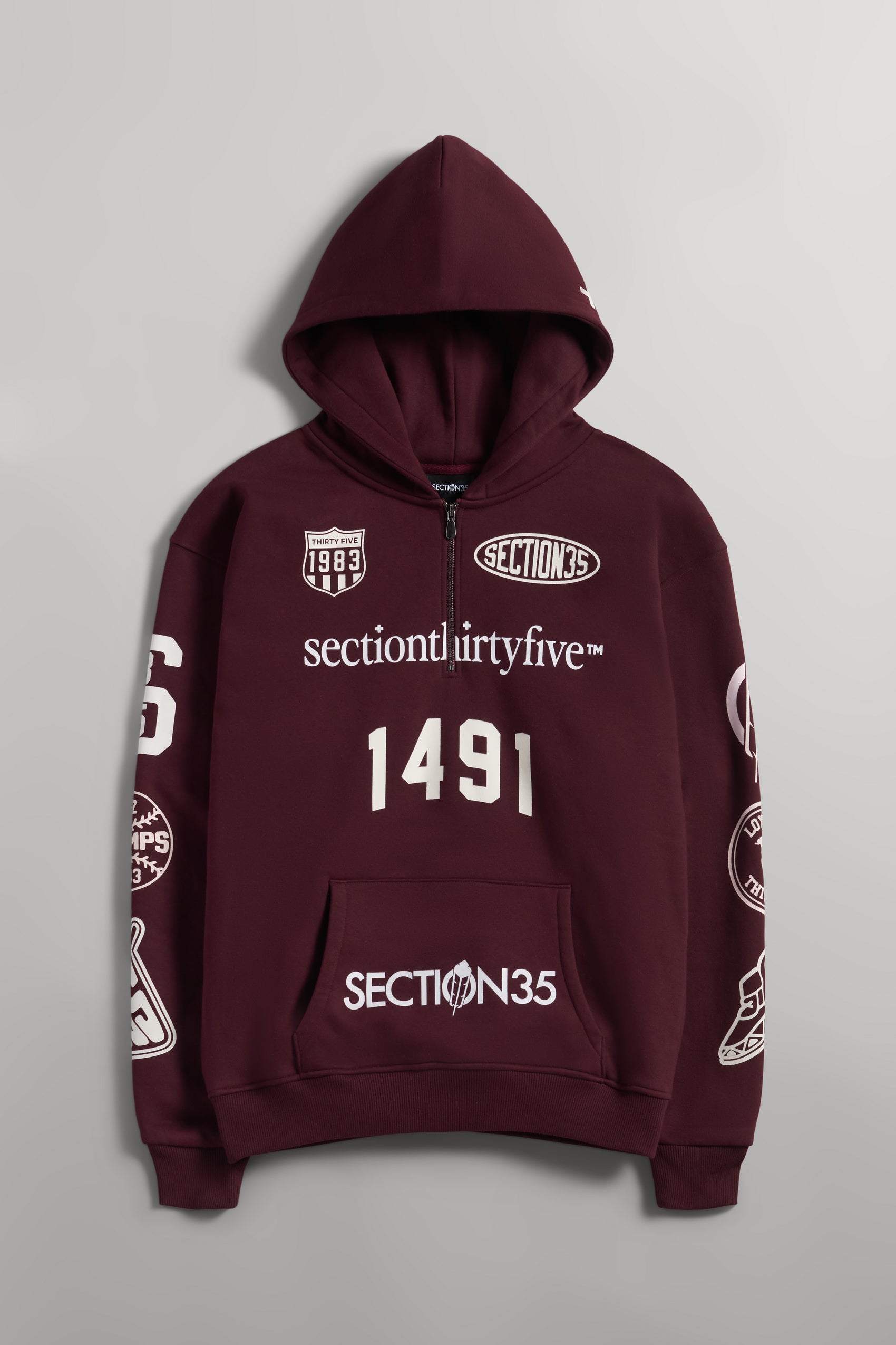 Por Vida Half Zip - Burgundy