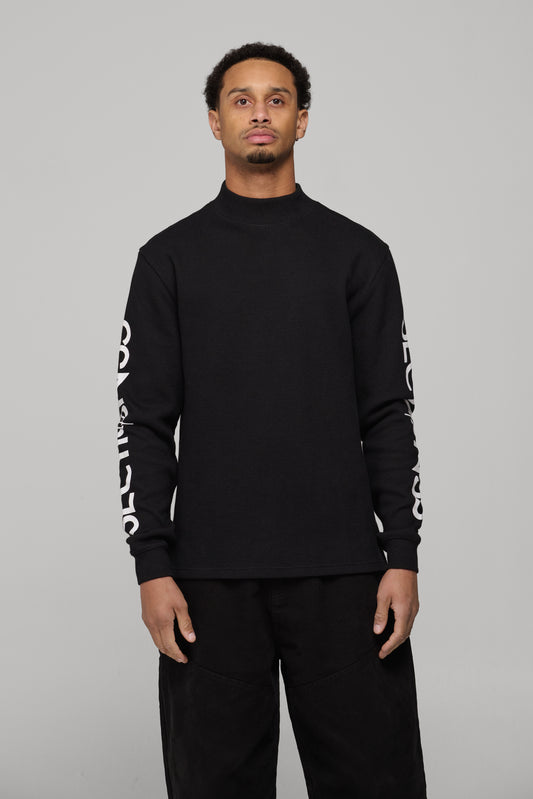OG Waffle Mock Neck LS - Black