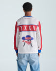 Grand Exit Moto Jersey - Ecru, Red & Blue