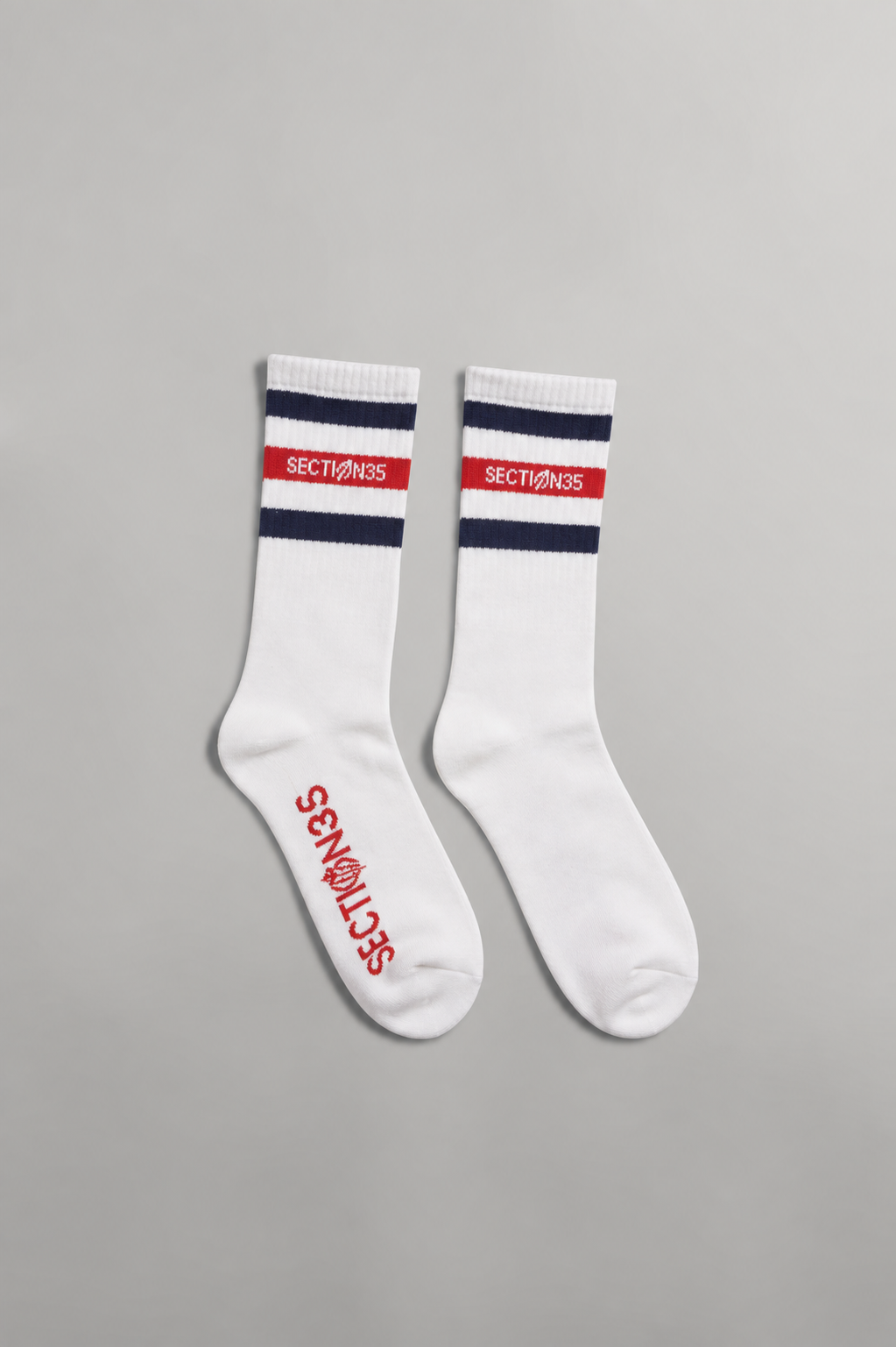 OG Crew Sock - White/Navy/Red